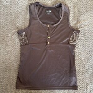 Rossignol Ski Lightweight Tank Top Brown Base Layer Summer Golf Size Medium
